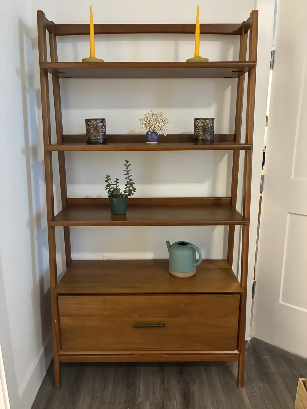 Photo 1 of West Elm mid-century 38” bookshelf, wide tower, acorn