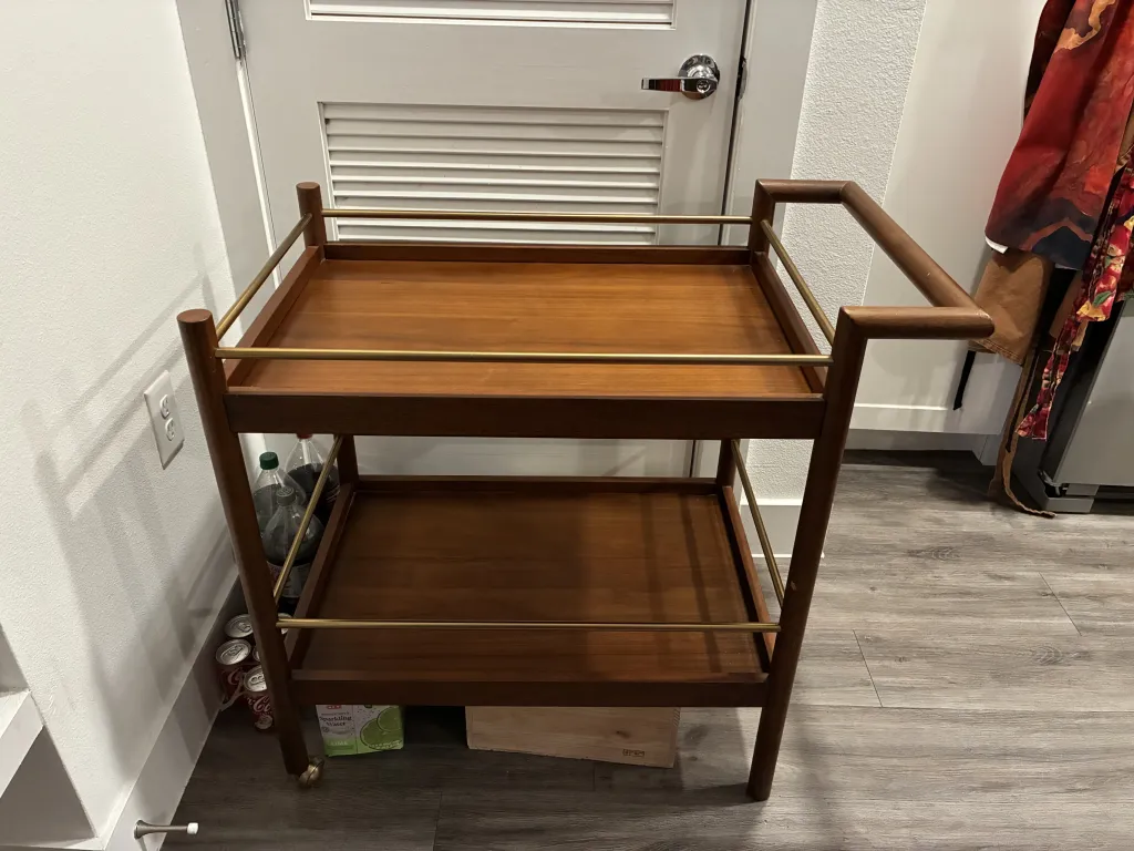 Photo 1 of West Elm mid-century bar cart, walnut
