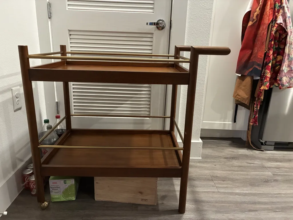 Photo 2 of West Elm mid-century bar cart, walnut