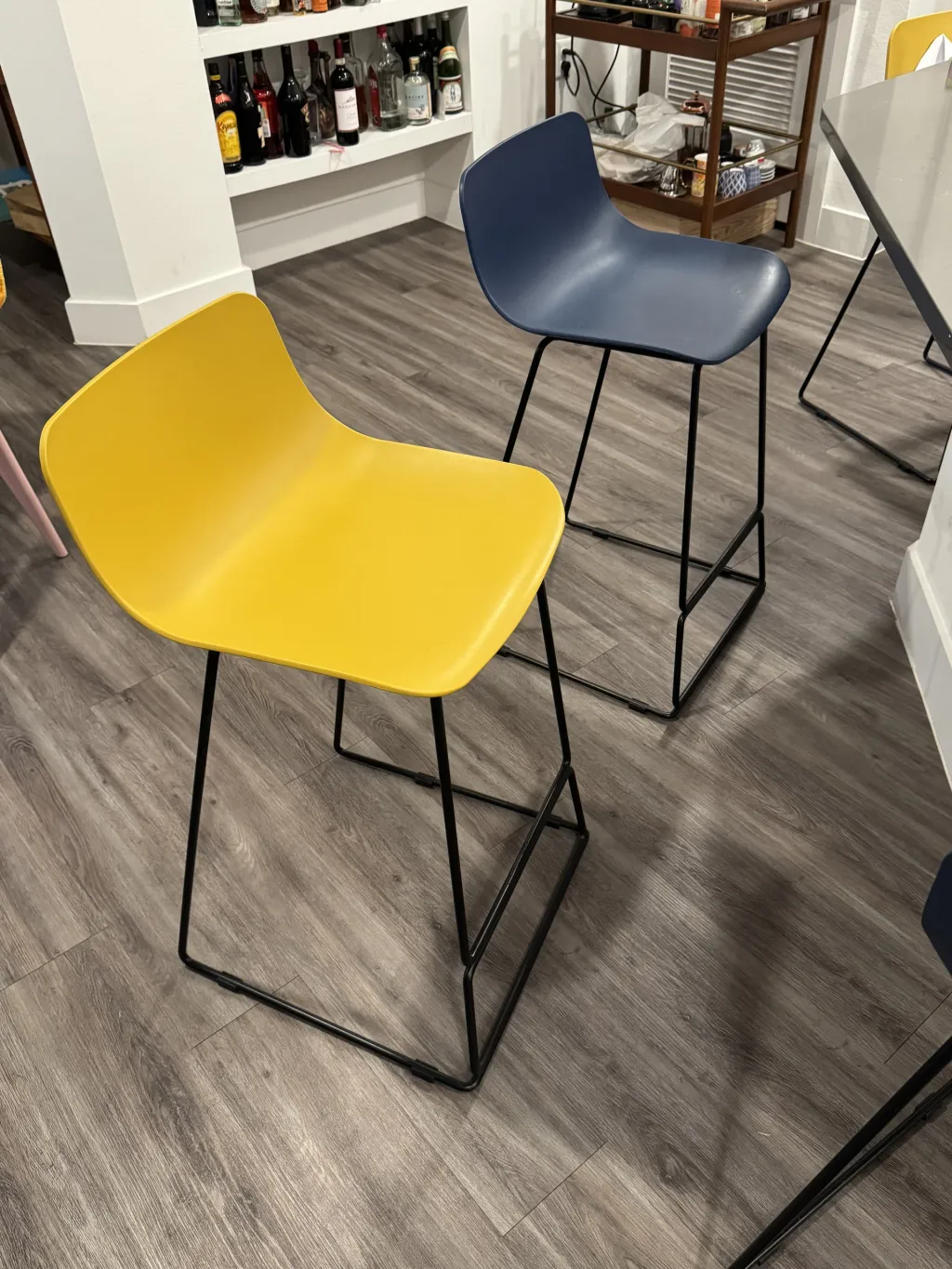 Photo 1 of Article Anco yellow and blue counter stools x4